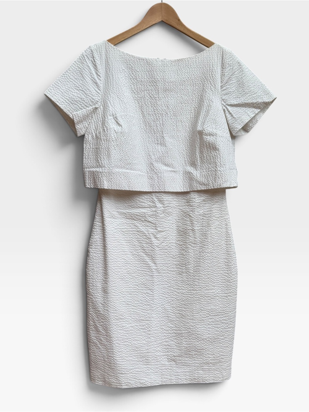 Banana Republic White Seersucker Popover Sheath Dress Size 8 NWT